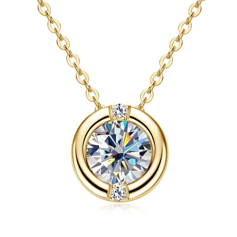 Colar em Prata 925 Esterlina Banhada a Ouro com Moissanite – Aurielle Zéllora®