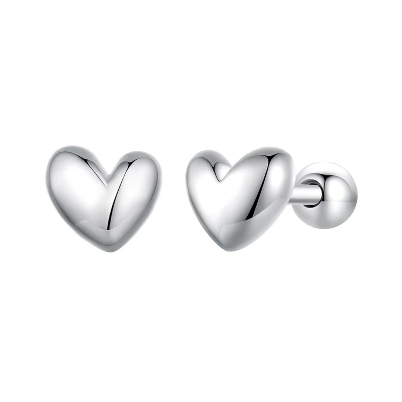 Brinco Platinum Heart em Prata Esterlina 925 Zéllora® Banho de Ouro Opcional
