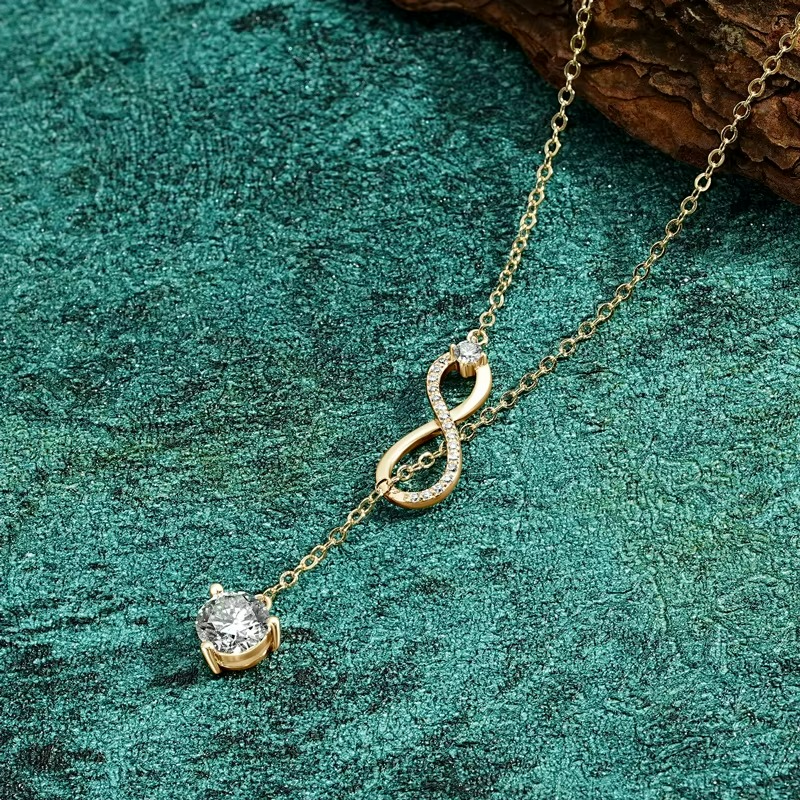 Colar Infinity em Prata Esterlina 925 e Moissanite Zéllora® Banho de Ouro Opcional