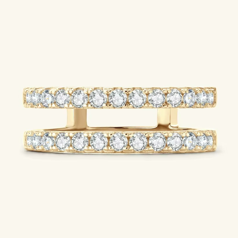 Anel Sethi em Prata Esterlina 925 e Moissanites Zéllora® Banho de Ouro Opcional