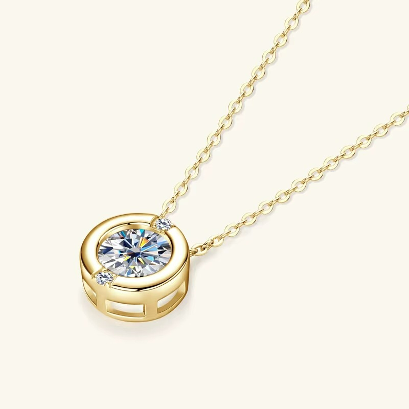 Colar em Prata 925 Esterlina Banhada a Ouro com Moissanite – Aurielle Zéllora®