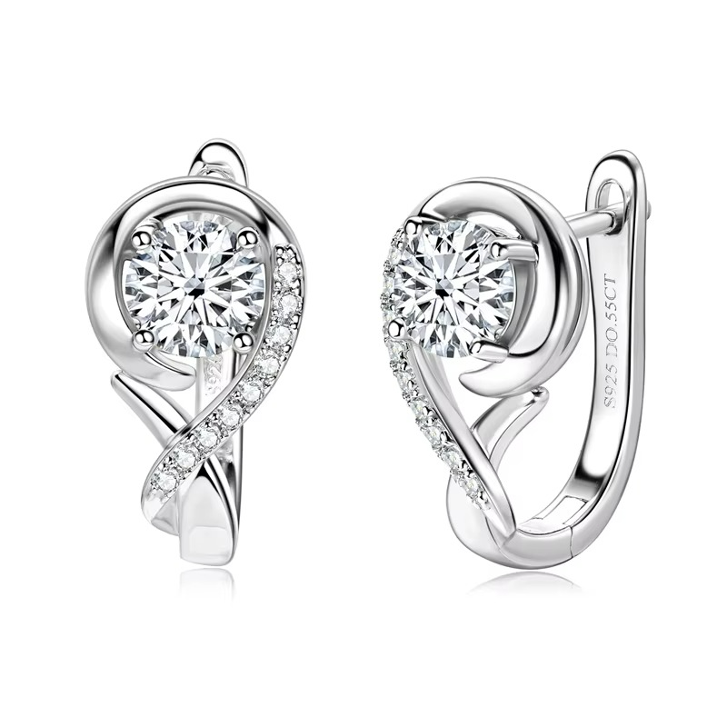 Brinco Rhea em Prata Esterlina 925 e Moissanites Zéllora® Banho de Ouro Opcional