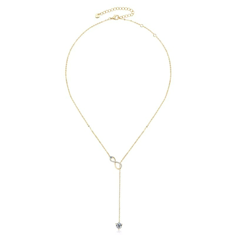 Colar Infinity em Prata Esterlina 925 e Moissanite Zéllora® Banho de Ouro Opcional
