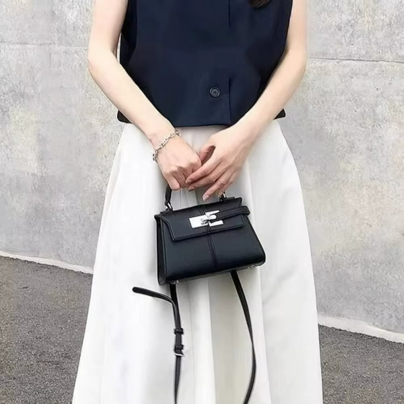 Bolsa de Mão Feminina Bicolor com Fecho Metálico – Trésalle Zéllora®