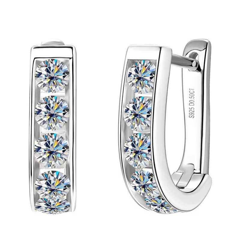 Brinco Argola Selket em Prata Esterlina 925 e Moissanites Zéllora® Banho de Ouro Opcional