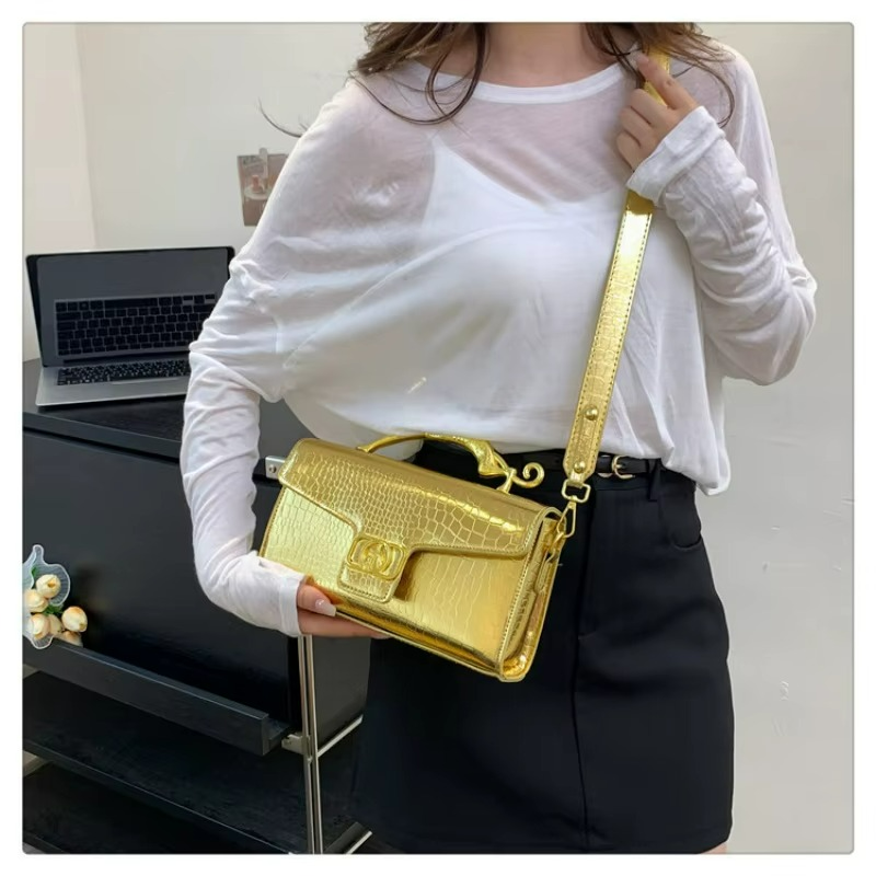 Bolsa de Mão e Ombro Feminina Textura Croco – Delyss Zéllora®