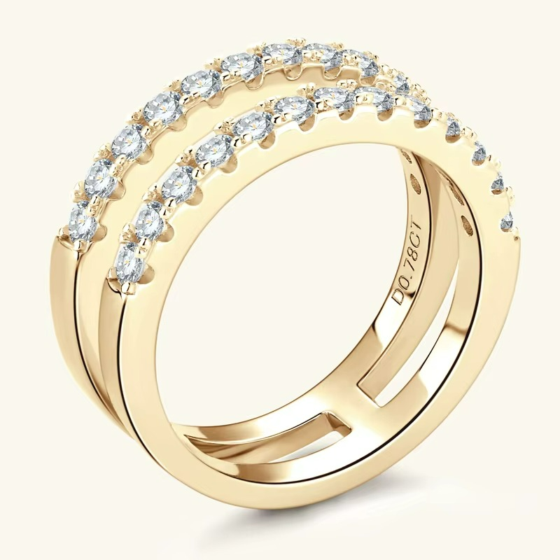 Anel Sethi em Prata Esterlina 925 e Moissanites Zéllora® Banho de Ouro Opcional