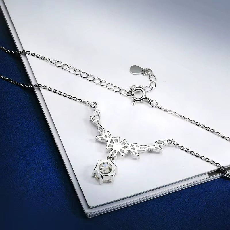 Colar em Prata 925 Esterlina com Moissanite – Aurore Blanche Zéllora®