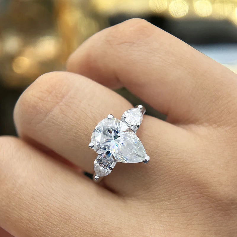 Anel de Noivado em Prata 925 Esterlina com Moissanites – Argenté Clair Zéllora®